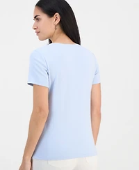 Style & Co Petite Cotton Scoop-Neck Short-Sleeve Top, Created for Macy's