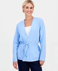 Style & Co Petite Luxesoft Tied-Lapel Knit Jacket, Macy's Exclusive
