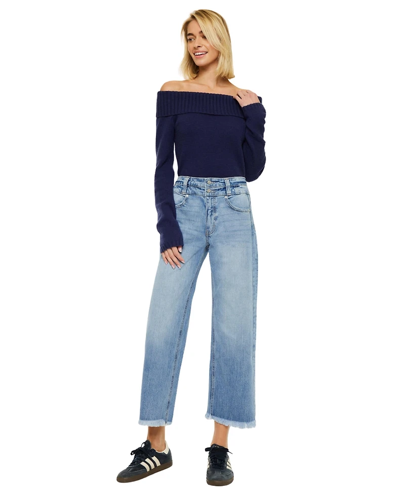 KanCan Women's Gretchen Ultra High Rise Wide Leg Jeans