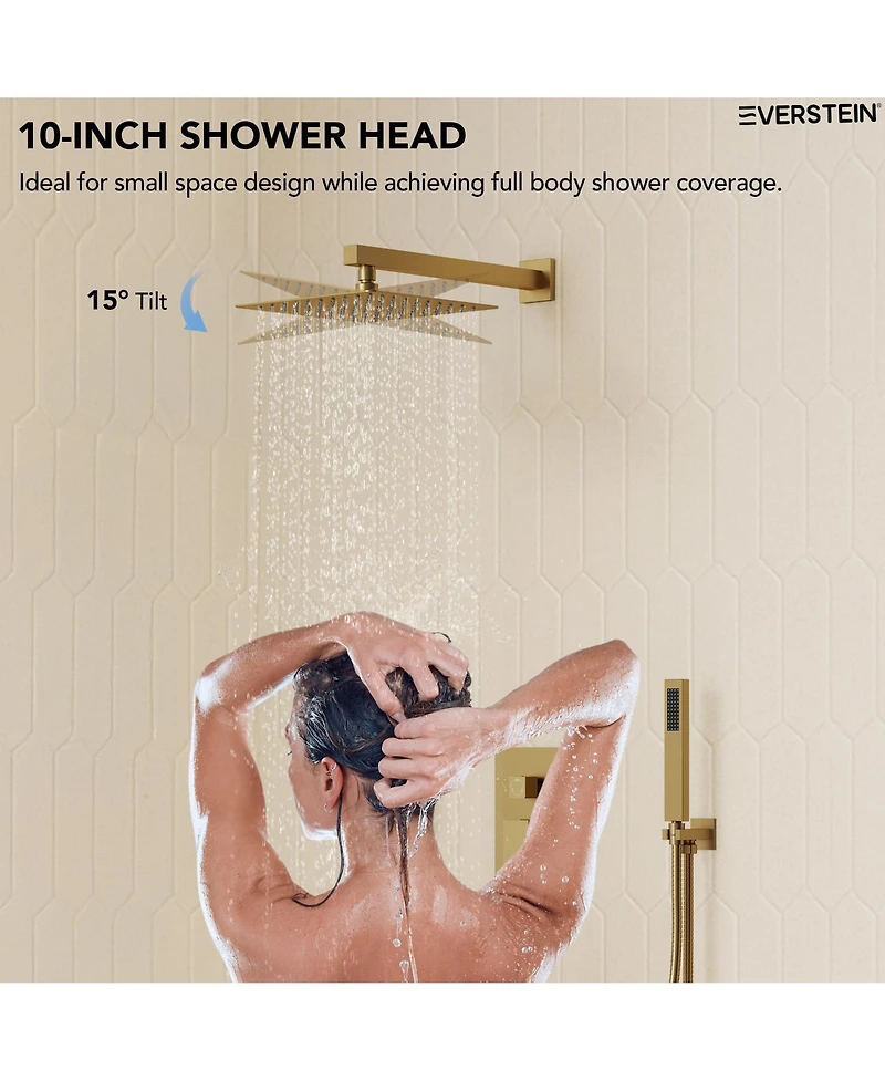 Everstrein Wall Mounted 10" Shower System Bathtub Set High Pressure Rain Shower Head