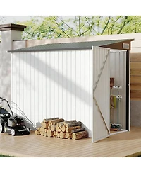 gaomon Lean-To Outdoor Storage Shed, Heavy Duty Galvanized Steel Metal Shed with Lockable Double Doors Air Vents and Sloped Roof, Space-Saving
