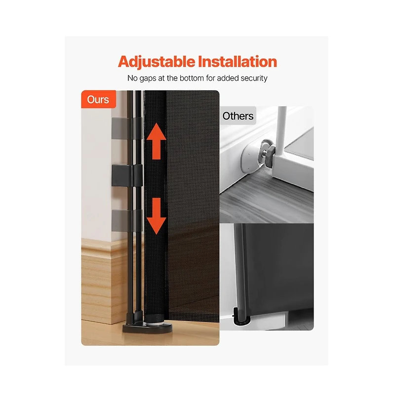 Ruie Retractable Mesh Pet Gate 34 in Tall Extends to Wide for Indoor Use