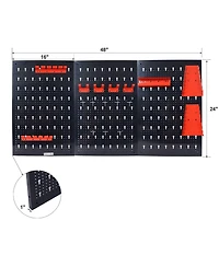Yescom Metal Pegboard 48x24 Garage Tool Organizer Wall Mount with 3pcs 24x16 Black Peg boards and Pegboard Hooks Racks Accessories
