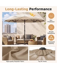 Gymax Double-Sided Patio Umbrella w/Push Button Tilt Crank Handle 3 Air Vents for Pool