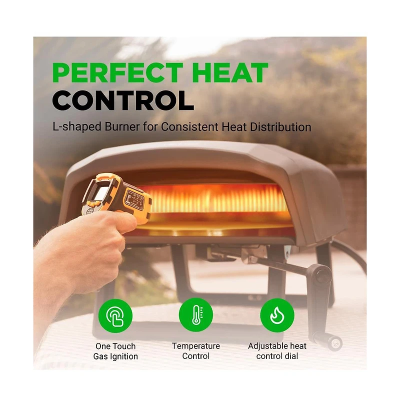 NutriChef Portable Pizza Oven with Rotating Pizza Stone, Rain Cover, Regulator, and Hose - Suitable for Outdoor and Indoor Use