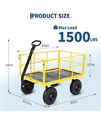 gaomon Heavy Duty 1500 lbs Capacity Steel Garden Cart with Removable Sides All-Terrain Wheels and Atv Trailer Compatibility