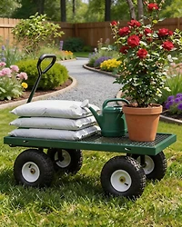 gaomon 400 lbs Heavy Duty Steel Garden Cart with Removable Mesh Sides 10in All-Terrain Pneumatic Tires Utility Wagon with 180 Rotating