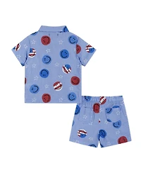 Andy & Evan Baby Boys Short Sleeve Patriotic Smile Seersucker Set
