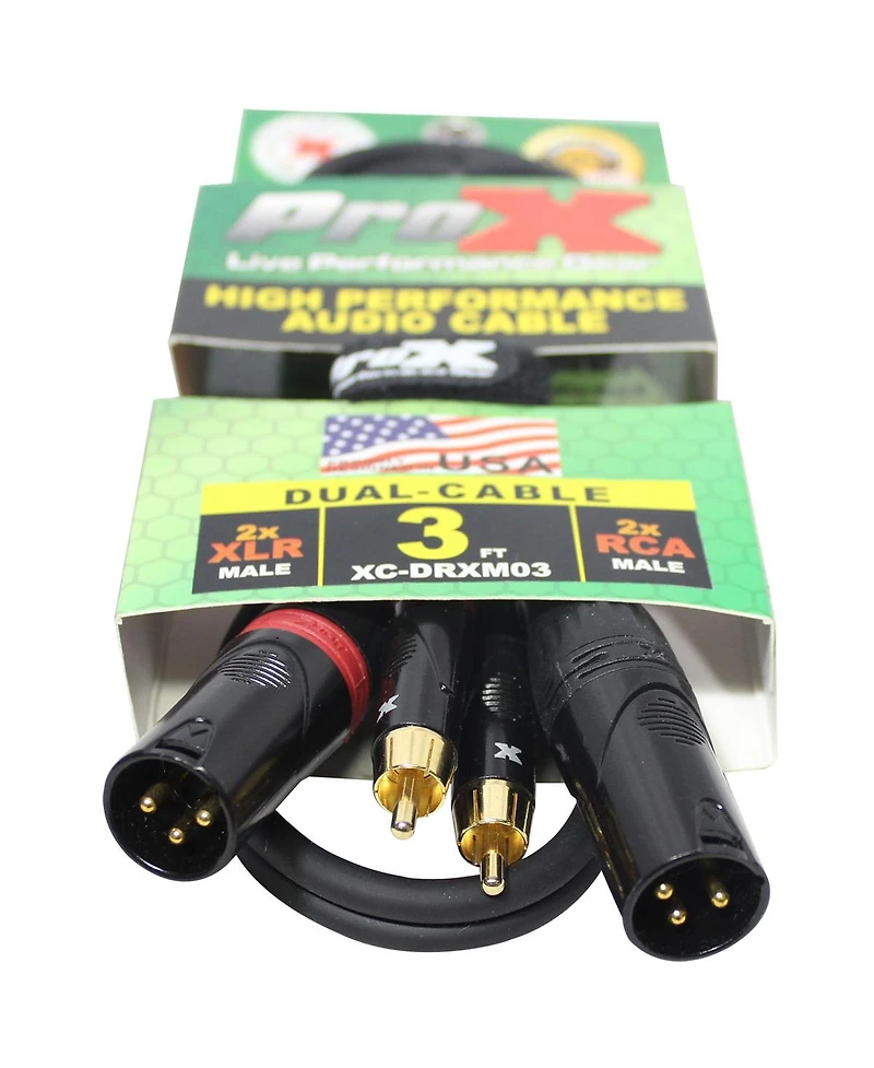 ProX Xc-DRXM03 3' Dual Rca-m to Dual XLR3-m Unbalanced High Performance Audio Cable
