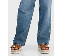 And Now This Petite Floral-Embroidered High-Rise Jeans, Macy's Exclusive