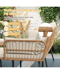 Gymax 3 Pieces L-Shaped Patio Furniture Set with Coffee Table Removable Cushions
