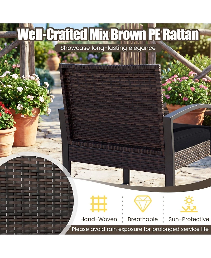 Gymax Furniture Set Patio Rattan Conversation for BalconyPorch Backyard Outdoor