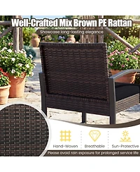 Gymax Furniture Set Patio Rattan Conversation for BalconyPorch Backyard Outdoor