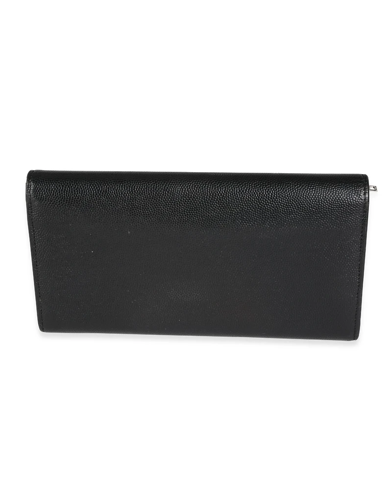 Pre-Owned Saint Laurent Black Grain De Poudre Leather Studded Classic Marquage Flap Wallet