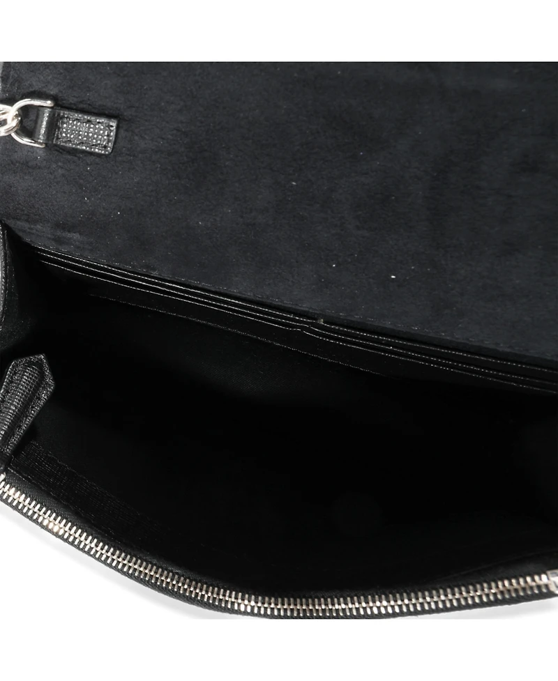 Pre-Owned Fendi Black Vitello Elite and Mink Studded Karlito Chain Wallet
