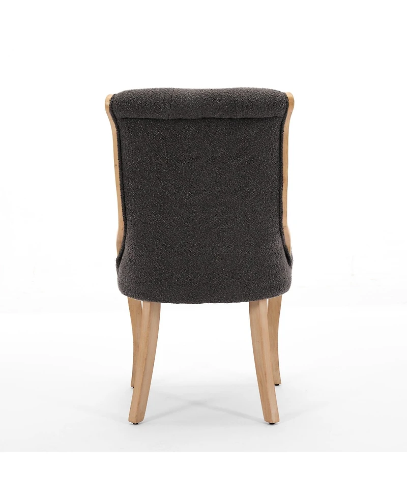 Clihome Snow Velvet Dining Chairs, Mid-Century Style with Curved Wood Trim and Sculpted Legs, Upholstered Comfort for Dining