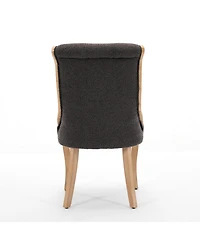 Clihome Snow Velvet Dining Chairs, Mid-Century Style with Curved Wood Trim and Sculpted Legs, Upholstered Comfort for Dining