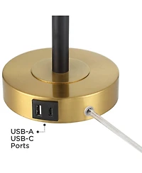 360 Lighting Lenore 22 3/4" High Small Modern Accent Table Lamps Set of 2 Usb Port Adjustable Height Metal Charging