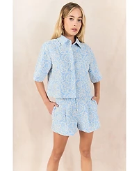 endless rose Women's Embroidred High Waisted Shorts
