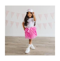 Sweet Wink Little and Big Girls Raspberry Bow Tiered Tutu Skirt