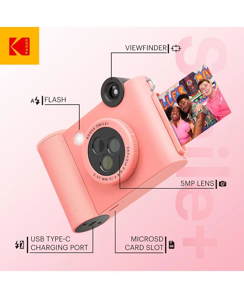 Kodak Smile+ 2-in-1 Instant Print Camera Gift Bundle w/ Case, Zink 20pk and Accessories