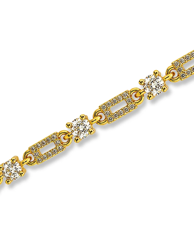 Macy's Cubic Zirconia Pave Rectangle Link Bracelet