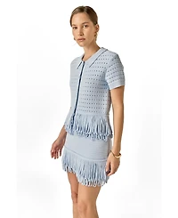 English Factory Women's Knitted Fringe Detail Skirt