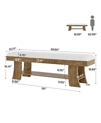 Tribesigns Upholstered Entryway Bench with Storage Shelf, Indoor Cushioned Shoe Bench Seat, Farmhouse Skinny End of Bed Benches