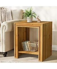 Slickblue Solid Wood Nightstand with Open Storage Shelves and Rustic Style