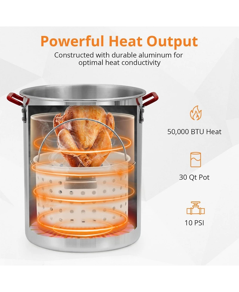 Xo 50000 Btu Propane Cooker Set, 30Qt Turkey Fryer and 10Qt Fish Fryer Combo for Camping