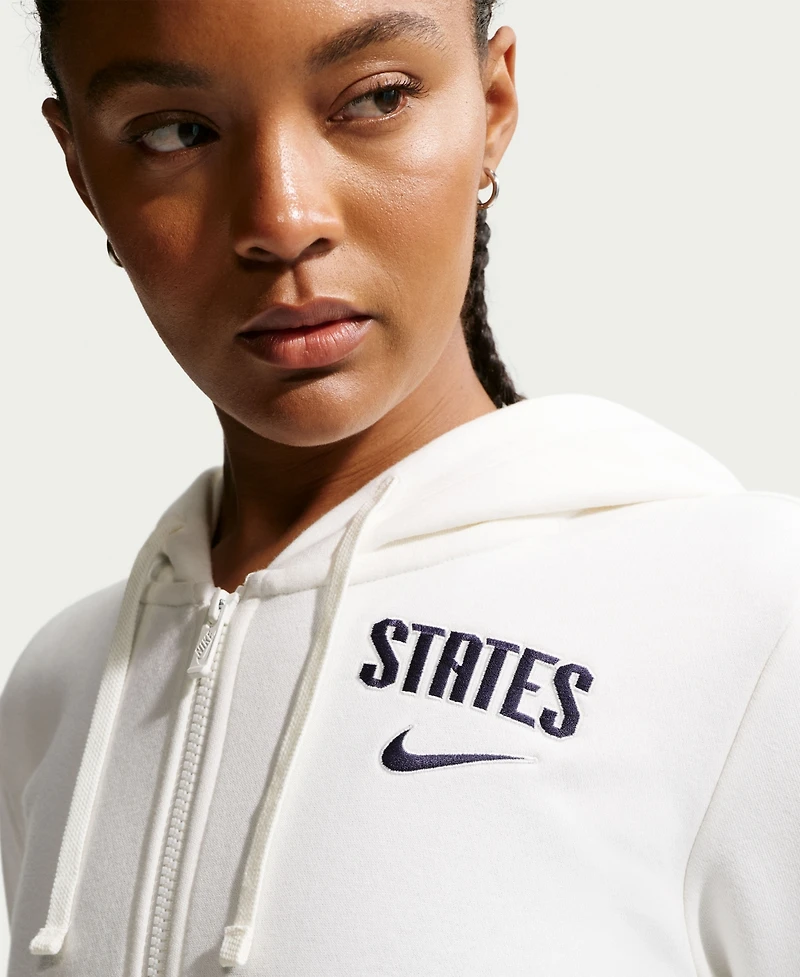 Nike Women's White Usmnt Club Fleece Full-Zip Hoodie