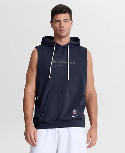 Nike Men's College Navy Seattle Seahawks Sideline Standard Issue Dri-fit Sleeveless Hoodie