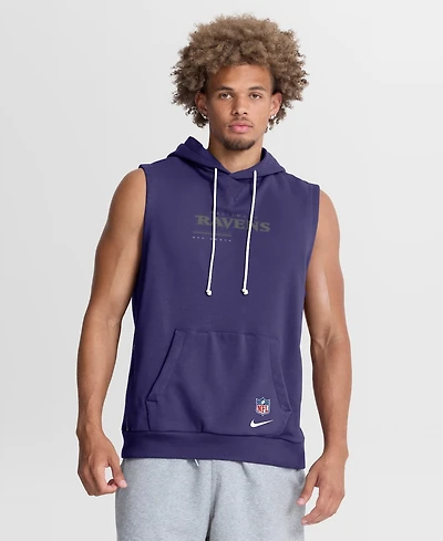 Nike Men's Purple Baltimore Ravens Sideline Standard Issue Dri-fit Sleeveless Hoodie