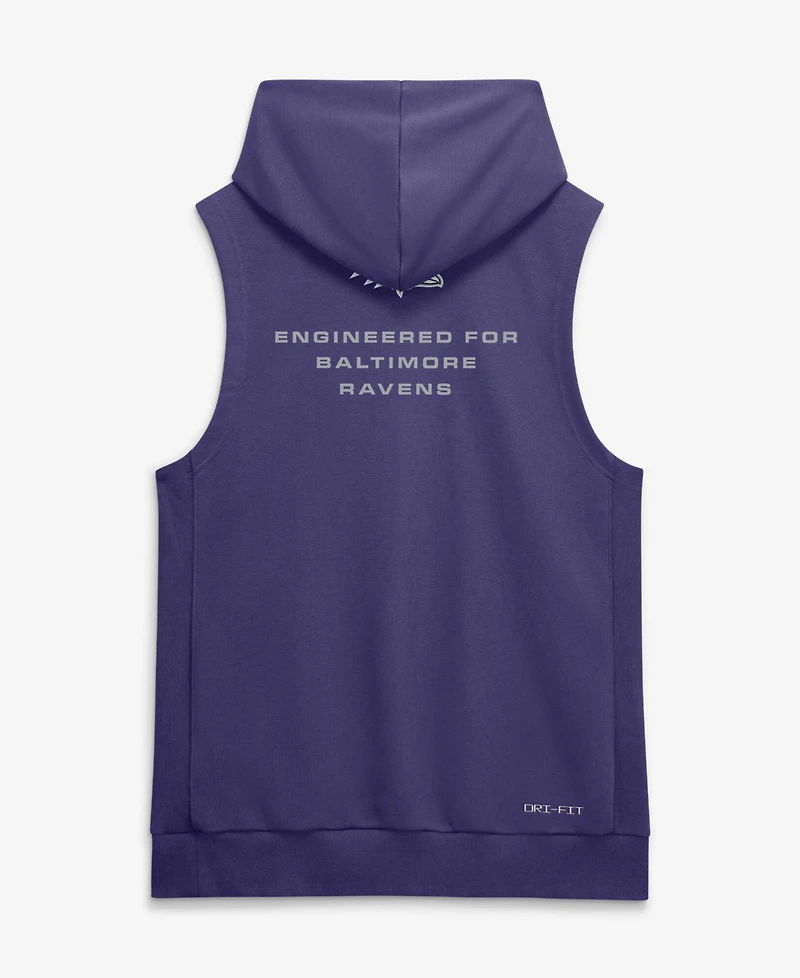 Nike Men's Purple Baltimore Ravens Sideline Standard Issue Dri-fit Sleeveless Hoodie