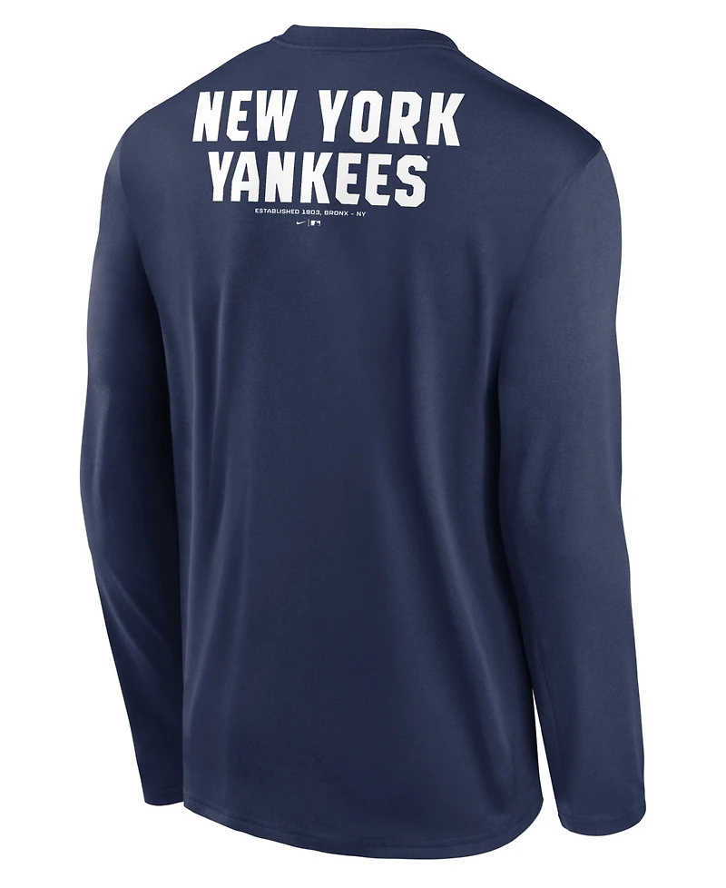 Nike Men's Navy New York Yankees 2-Hit Legend Dri-fit Long Sleeve T-Shirt