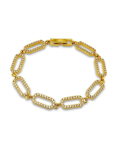 Macy's Pave Cubic Zirconia Paperclip Style Chain Link Bracelet
