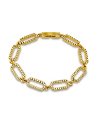 Macy's Pave Cubic Zirconia Paperclip Style Chain Link Bracelet