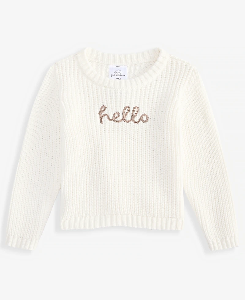 First Impressions Baby 0M-24M Mix & Match Long-Sleeve Cotton Hello Sweater, Macy's Exclusive