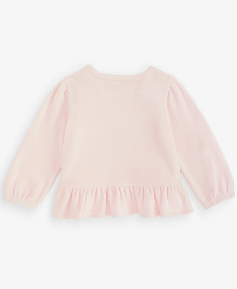 First Impressions Baby Girls' 3M-24M Mix & Match Long-Sleeve Ballet Slippers Velour Peplum Top, Macy's Exclusive