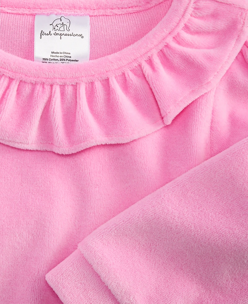 First Impressions Baby Girls Long-Sleeve Ruffle-Neck Velour Top, Macy's Exclusive