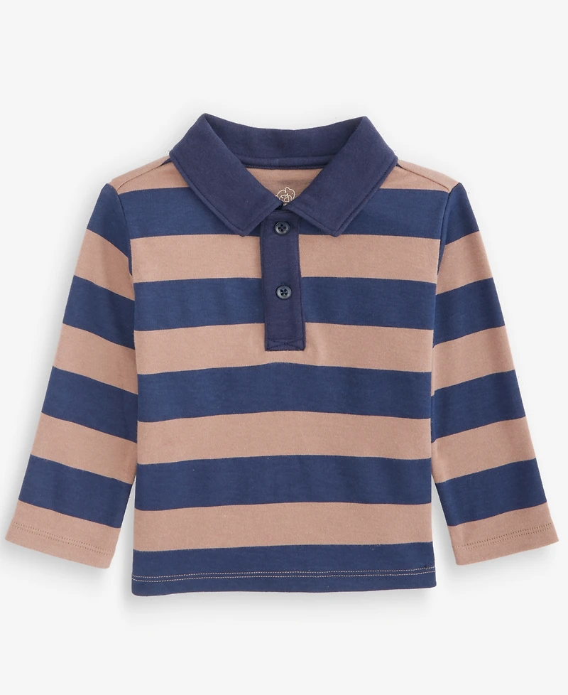 First Impressions Baby Boys' 3M-24M Mix & Match Long-Sleeve Rugby-Stripe Polo T-Shirt, Macy's Exclusive
