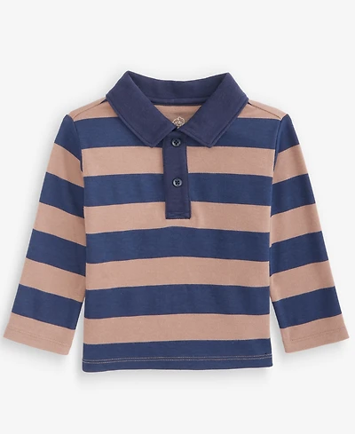First Impressions Baby Boys' 3M-24M Mix & Match Long-Sleeve Rugby-Stripe Polo T-Shirt, Macy's Exclusive