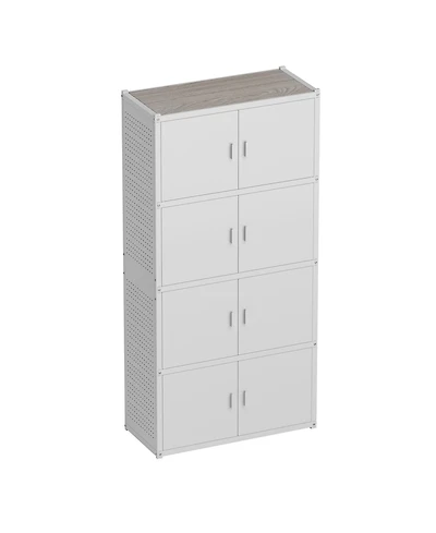 5-Shelf Heavy-Duty Garage Storage Cabinet Tower with Side Pegboards, White (35 in. W x 71.1 in. H x 15.7 in. D
