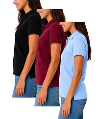 Galaxy By Harvic Women's Short Sleeve School Uniform Pique Polo Shirt- Pack