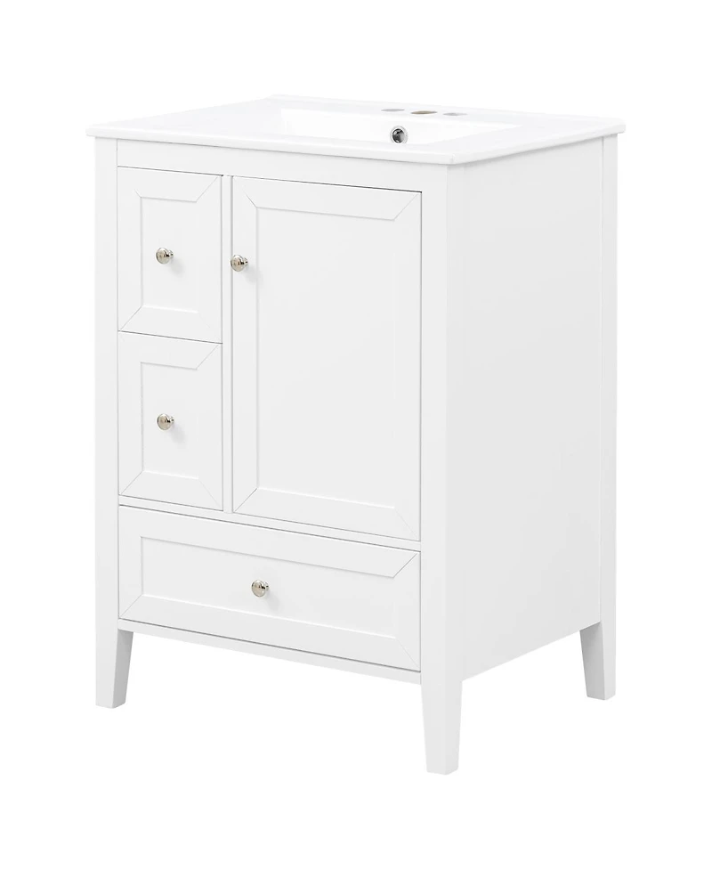 Sillysis Bathroom Vanity with Sink,Freestanding Storage Cabinet, Soft Close Drawers and Door, Solid Wood Legs