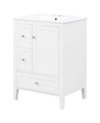 Sillysis Bathroom Vanity with Sink,Freestanding Storage Cabinet, Soft Close Drawers and Door, Solid Wood Legs