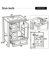 Sillysis Bathroom Vanity with Sink,Freestanding Storage Cabinet, Soft Close Drawers and Door, Solid Wood Legs