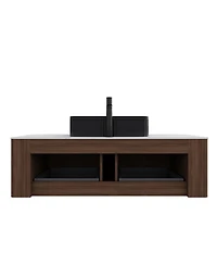 Sillysis Wall Mounted Bathroom Vanity with Ceramic Sink,Plywood Cabinet, Soft Close Drawer, Pre-assembled