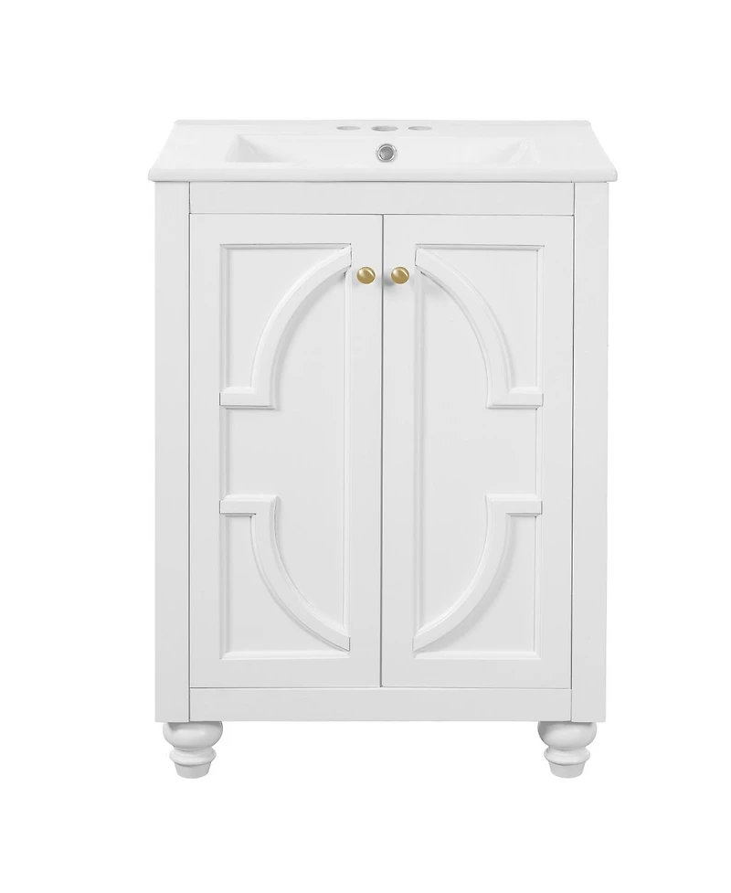 Sillysis Bathroom Vanity with Sink, Blue Freestanding Modern Cabinet, Soft Close Door, Adjustable Shelf for Small Spaces