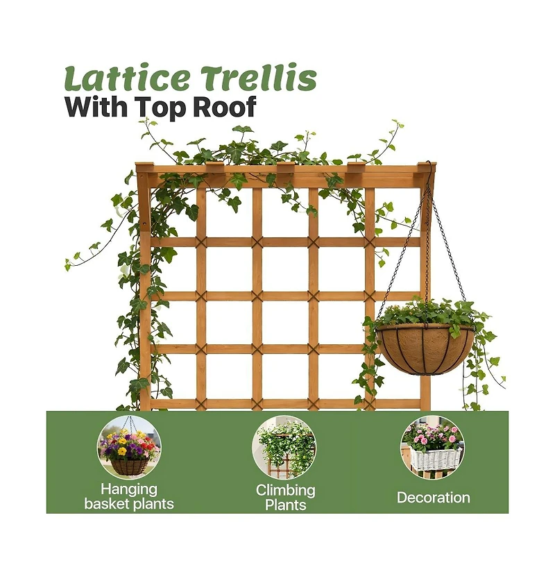 Aoxun 72" Cedar Planter and Trellis Combo C Freestanding Garden Tower in Honey